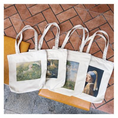 China Cool Original Peripheral Movie Literature Retro Oil Painting Canvas C&J Cotton Shopping Bag for sale