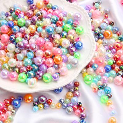 China DIY Jewelry Ready To C&J Jewelry Accessories 6/8/10mm DIY ABS Material Handmade Imitation Pearl AB Color Round Beads for sale