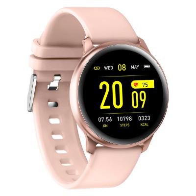 China Hot Selling KW19 Touch Screen Watch Smart Watch 2020 Ultrathin Pink Smart Tracker UI TPU Cheap Plastic Band Adjustment Remote Control Smart Watch for sale