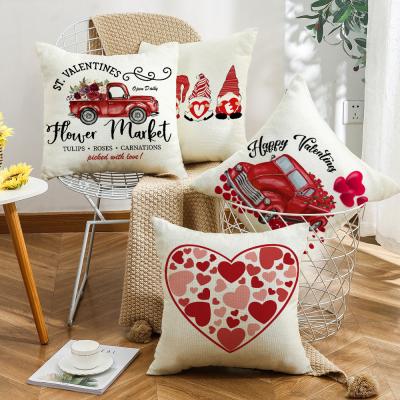 China MA-13 ​​Valentines Day Non-Toxic Pillow Covers 18x18 Inch For Home Decor Red Black Buffalo Check Heart Love Truck Decor for sale