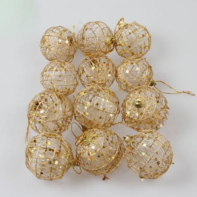 China XB-03 6Pcs Iron XB-03 Iron Christmas Tree Decorations Balls Christmas Ornament Glitter Hanging Ball for sale