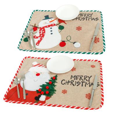 China Other YH-225 Christmas Decorative Heat Resistant Table Place Mats For Dining Table Non-slip Canvas Place Mats for sale