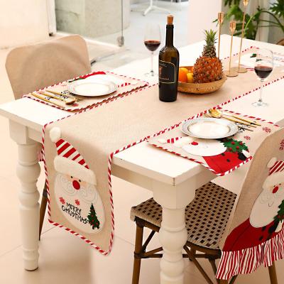 China Other New Merry Christmas Snowman Santa Embroidery QY-284 Christmas Tablecloth Place Mat Table Runners for sale