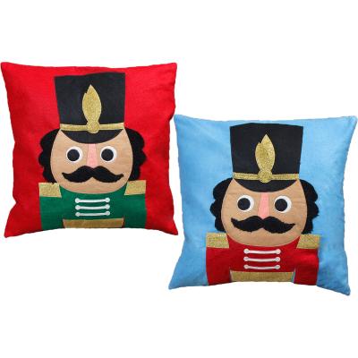 China YH-224 Nutcracker Soldier Folded Design Felt Christmas Pillow Cover for sale