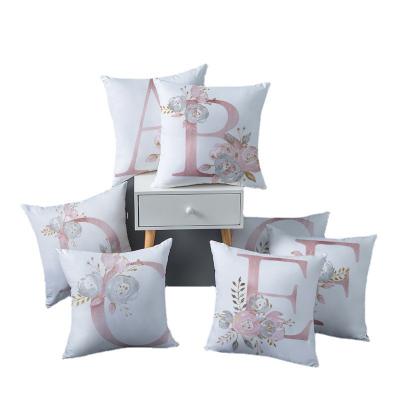 China XM-815 Pink Letters Single Sided Printed Folded Sofa Throw Pillow Cover for sale