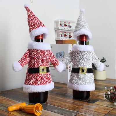 China GL-182 Fashionable Christmas Wine Bottle Cover Knit Sweater Wine Bottle Bag for Christmas Party Decorations for sale