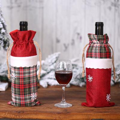 China Handmade Christamas Table Decoration YQ-280 Wine Bottle Gift Bags Xmas Party Decorations Christmas Wine Bottle Cover for sale