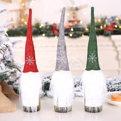 China Christmas Table Decoration YQ-3201 Handmade Swedish Gnome Wine Bottle Toppers Christmas Wine Bottle Cover for sale