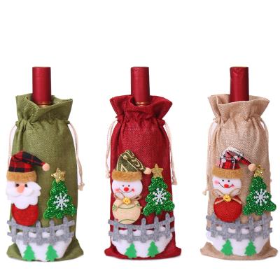 China Fashionable Christmas Wine Bottle Cover Santa Bottle Bag Christmas Ornaments Home Wine Bottle Cover HB-5348 for sale