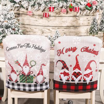 China New Fashionable YQ-314 Merry Christmas Back Chair Cover Set For Christmas Canvas Dining Gnome Chair Back Covers for sale