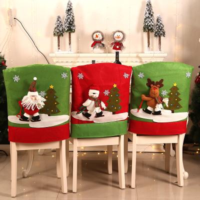 China HB-1614 Santa Kitchen Table Chair Covers Felt Christmas Chair Cover for Holiday Party Home Decoration for sale