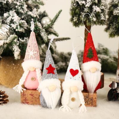 China YQ-818 Fashion Christmas Tree Hanging Elf Ornaments Handmade Plush Toy Santa Claus Family Holiday Decoration Pendant for sale