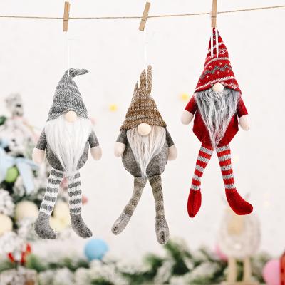 China Cute Kids Plush Doll HB-466 Christmas Tree Hanging Gnomes Ornaments Santa Elf Hanging Plush Gnomes Handmade for sale