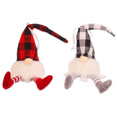 China Red Black Plaid Lit Christmas Gnome Plush Doll Promotional Table Decoration Gifts YQ-502 for sale