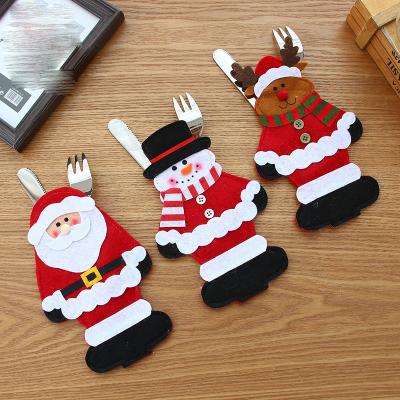 China YQ-2229 Christmas Santa Cutlery Fork Spoon Knife Storage Bag For Christmas Party Kitchen Dinner for sale