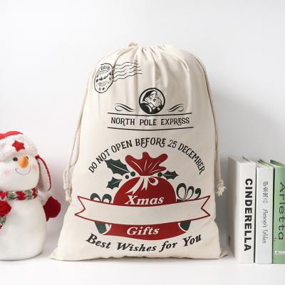 China HK-1311 Cotton Drawstring Bag Large Cheap Recyclable Wholesale Christmas Santa Sack for sale