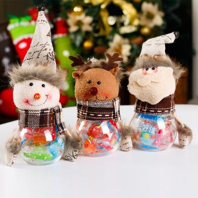 China HB-4293 Eco-friendly Christmas Decoration Supplies Plastic Transparent Santa Candy Jar Candy Box for sale