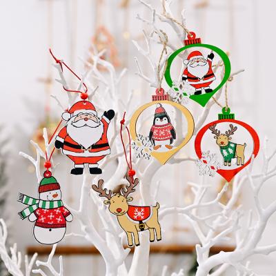 China Eco-Friendly Recycle 6 Piece New Wooden Christmas Decorations HB-022 For Hanging Gift Natal Xmas Tree Home Decor for sale