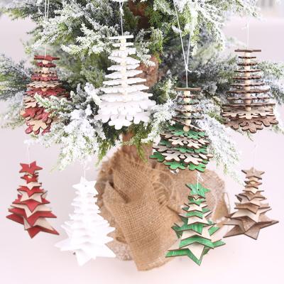 China HB-4033 New 3D Eco-friendly Snowflake Bell Christmas Hanging Wooden Ornaments for sale