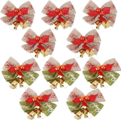 China YQ-437 Polyester Christmas Decorative Bows With Bell For Holiday Wreath Garland Christmas Tree Topper for sale