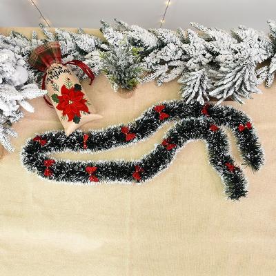 China YQ-352 Plastic 2M Christmas Garland with Bow for Outdoor Christmas Tree Holiday Decorations for sale