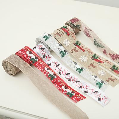 China YQ-210 New 5cm*5M Merry Christmas Snowflake Eco-friendly Tree Printed Christmas Gift Wrapping Ribbons for sale