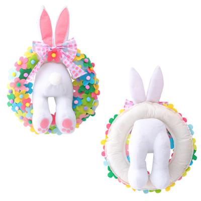 China QY-142 Easter Bunny Hanger Decorations Fanric Decoration Door Garland for Front Door Hanging Sign Happy Easter Bunny Outside Decor for sale