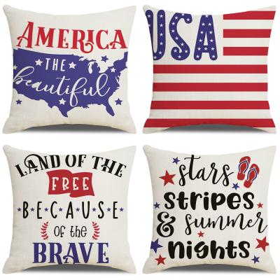 China Non-Toxic American Patriotic 4th of July Cushion Cover Decorative Pillowcase MA-19 Pillow Cases for Independence Day Decoration for sale