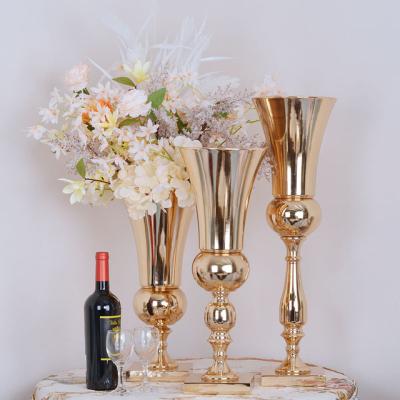 China Party Decoration Because-504 Metal Wedding Flower Trumpet Table Vase For Artificial Flower Arrangements for sale