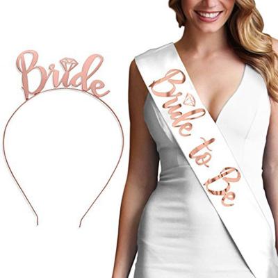 China event & Party Supplies J-701 Bachelor Party Bride To Be Letter Headband Bride Sash Wedding Set for sale