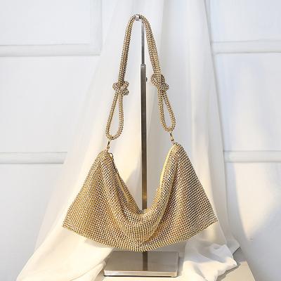 China Famous brands high quality new full handmade rhinestone bag dinner bag party banquet shoulder handbag armpit bag for women for sale