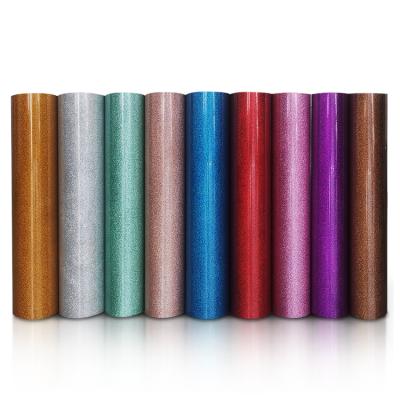 China Custom apparel high quality htvront glitter heat transfer vinyl rolls cricut vinyl iron on T-shirt for sale