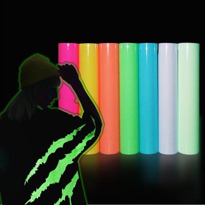 China Custom high quality apparel PU htv vinyl soft glow in the dark luminous transfer film fabric heat transfer vinyl for sale