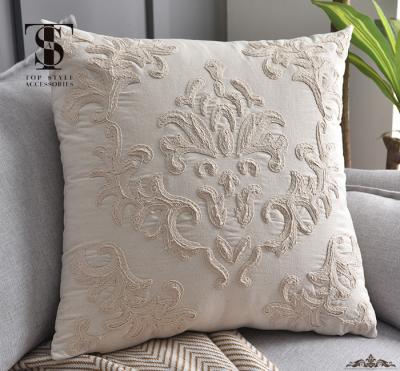 China Modern Cotton Thread Embroidered Floral Cushion Cover for sale