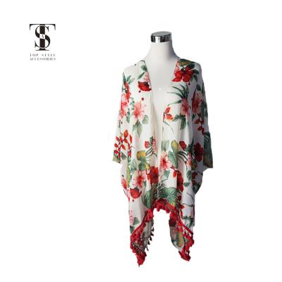 China Custom Anti-pilling Print Beach Swimwear Cover Up Lady Kimono for sale