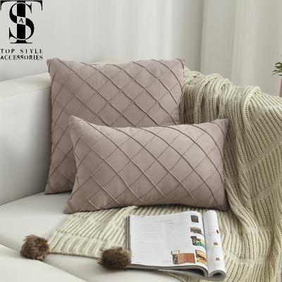 China Anti-Static Cushion Bed Car Plaid Suede Pillow Senior Household Supplies Pillow Cases Office Sofa Cushion Cover for sale