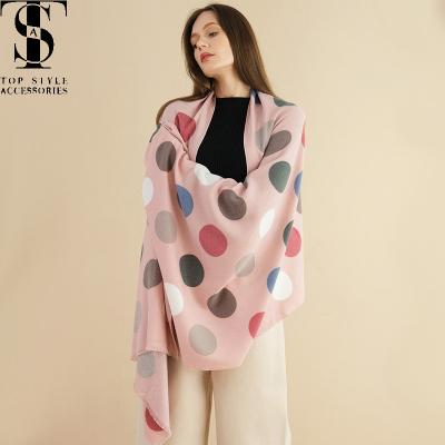 China Dot Striped Scarves Elegant Patchwork Slimy Polka Dot Soft Shawl Fashionable Long for sale