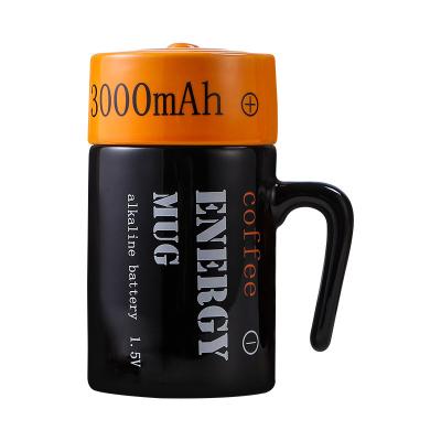 China Hot Selling Viable Battery Shape Ceramic Mugs With Lid And Hand Handle 12 Ounce For Creative Coffee Cola Drinks Mug For Kid Gift for sale