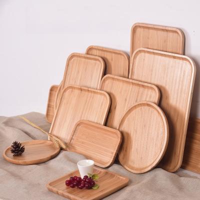 China Food Grade Eco Friendly Custom Hotel 100% Natural Serving Breakfast Tea Cup Ramadan Logo Hotel Home Weddings Restaurant Bamboo Wooden Dish Tray Round Shape for sale