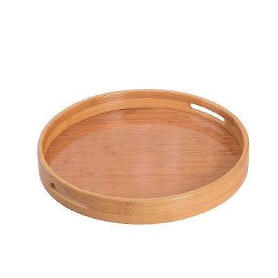 China Wholesale Home Weddings Restaurant Porcelain Hotel Party Cafe Tea Bread Food Rolling Bamboo Wooden Rolling Tray With Pearly Handle Tray for sale