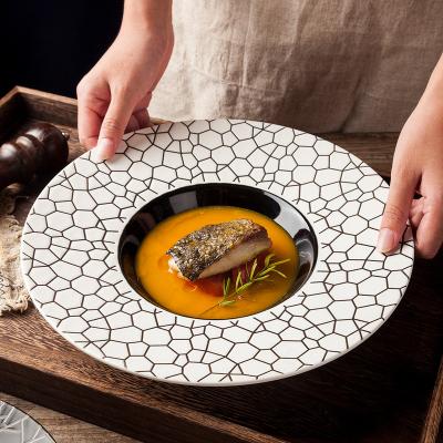 China Sustainable Factory Direct China Wholesale Ceramic Deep Plates Restaurant Porcelain Pasta Plate White Soup Plate for sale