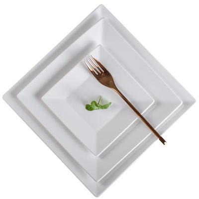 China Sustainable Italian Bulk Plain Square Shaped White Dinner Dishes Sets Porcelain Ceramic Dinnerware Dishes Dishes for sale