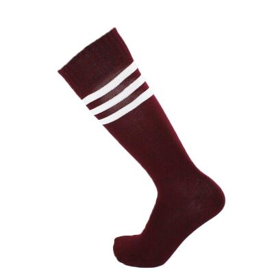 China Burgundy Breathable Custom Nylon Knee Band High Mens Sport Soccer Football Socks for sale