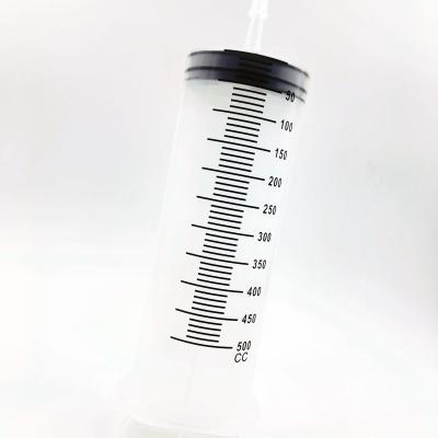 China Lab Use 250ml 500ml Large Plastic Syringe With Long Tip for sale