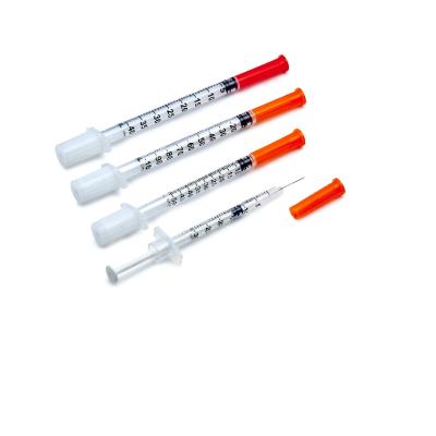 China One Time Use Best Disposable Color Code Safety U-100 U-40 40u Syringe Professional Disposable High Quality Insulin Syringe With Fixed Needle for sale