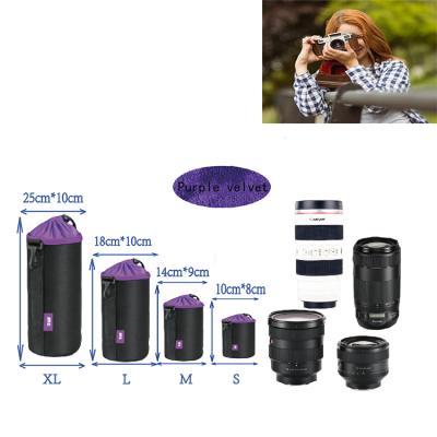 China Hot Sale 4 Different Size Travel Sleeve Effects Soft Black Camera Lens Bag Waterproof Hot Camera Lens Protector for Camera Lens Protection for sale