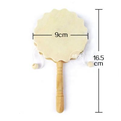 China Rod education semi finished non-toxic basswood rattle-drum for children to assemble arts and crafts supplies kids for sale