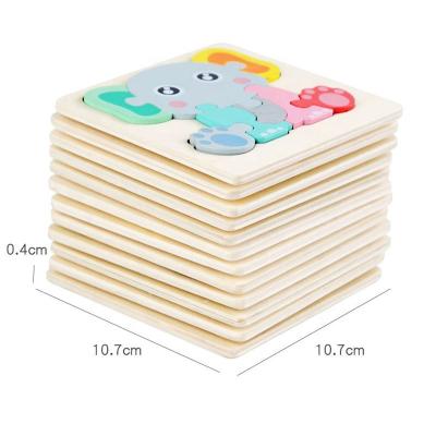 China Wooden Cartoon Animal Children Toy 3D Cognitive Clip Jigsaw Puzzle for sale