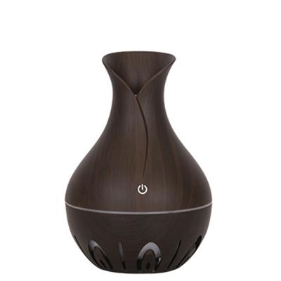 China Hotel Drop Shipping Factory Directly 130ml Vase Shaped Hollow Air Humidifier 7color Wood Grain Ultrasonic Aroma Diffuser for sale