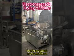 Electromagnetic frying machine with automatic discharge